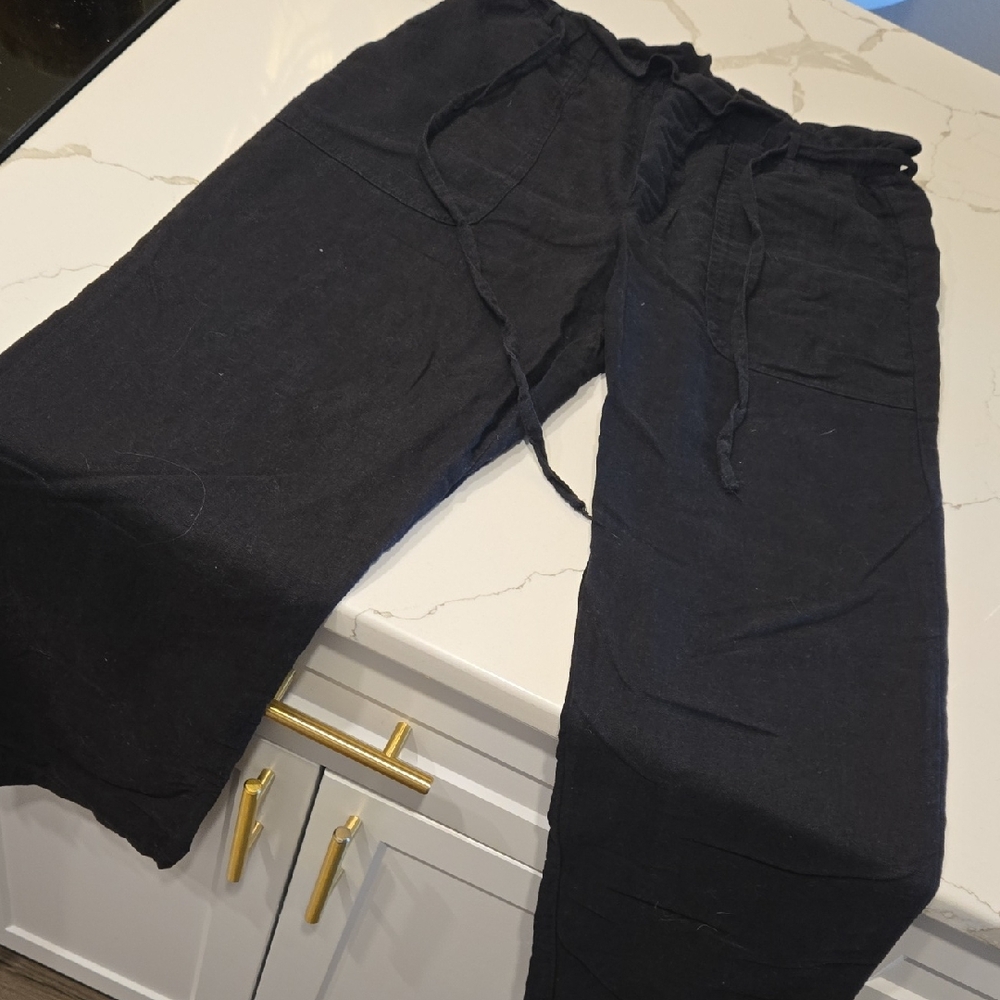 Womens LINEN Black Pants